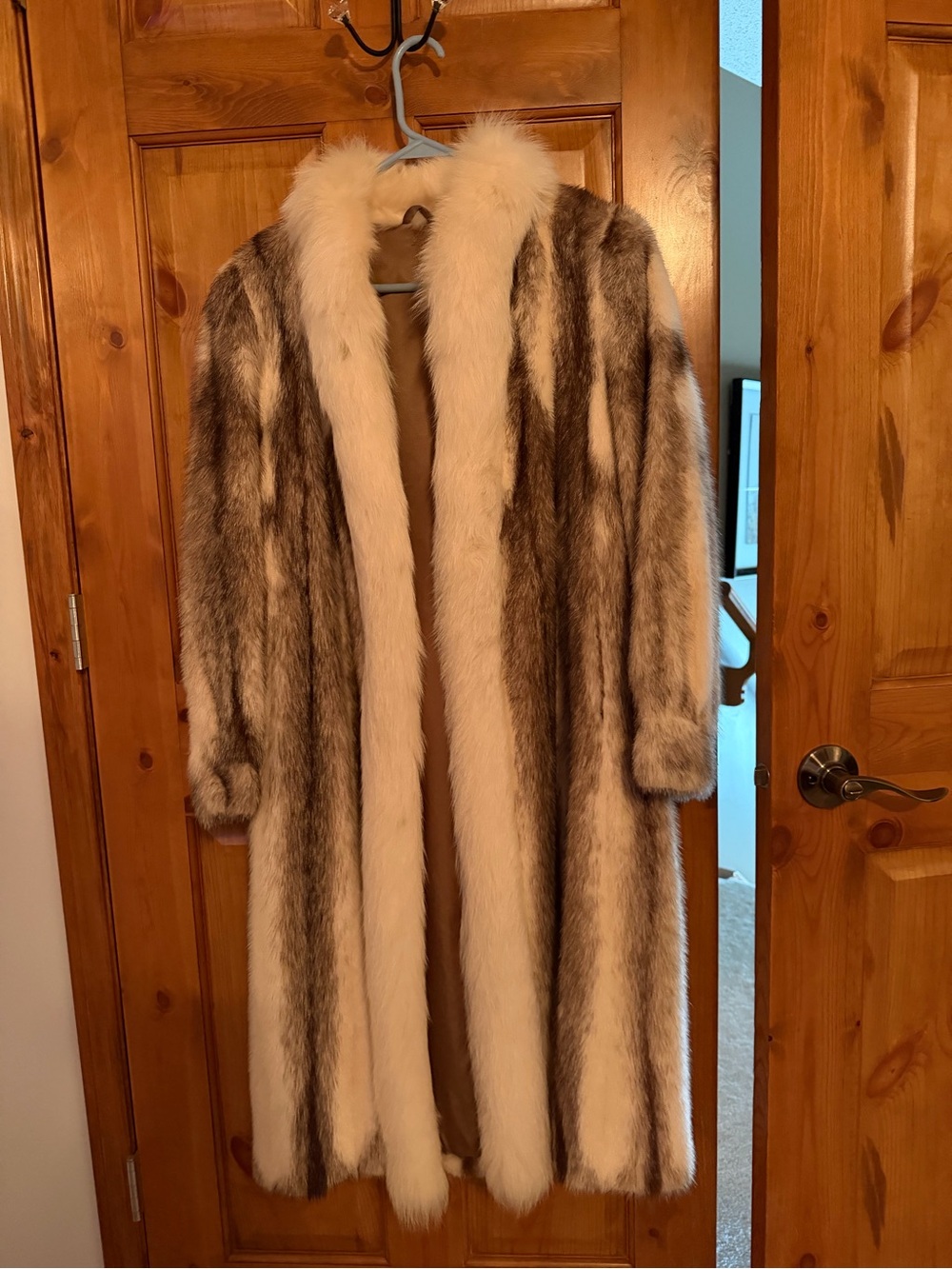 Long 100 per cent Mink Coat in Cream and Brown - Elegant Women's Outerwear